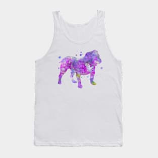 Purple English Bulldog Watercolor Painting Tank Top